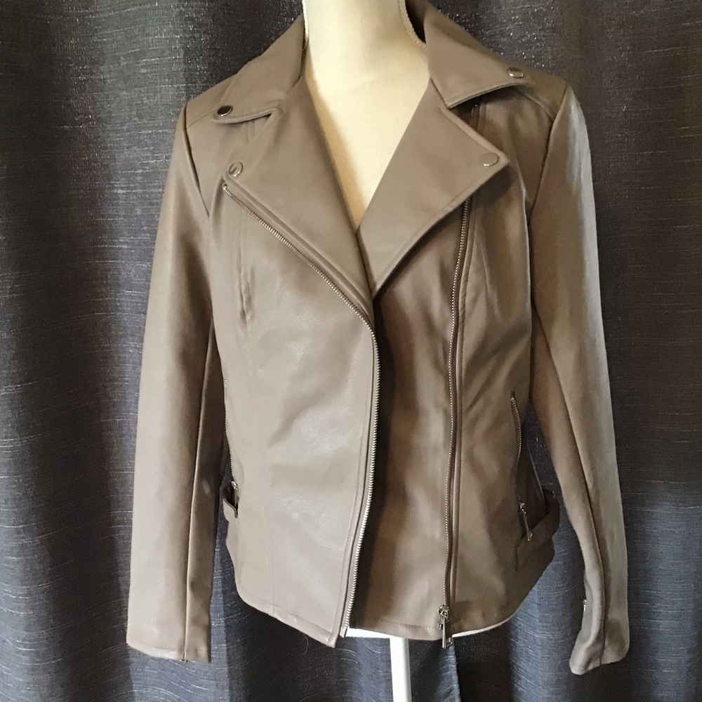 ana Faux Leather Jacket Cinder NWT